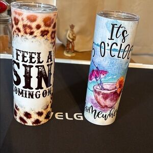 Leopard and Tropical Design Tumblers